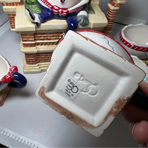 Dept. 56 Storybook “Humpty Dumpty” Handpainted Teapot & Cups - Picture 8 of 13